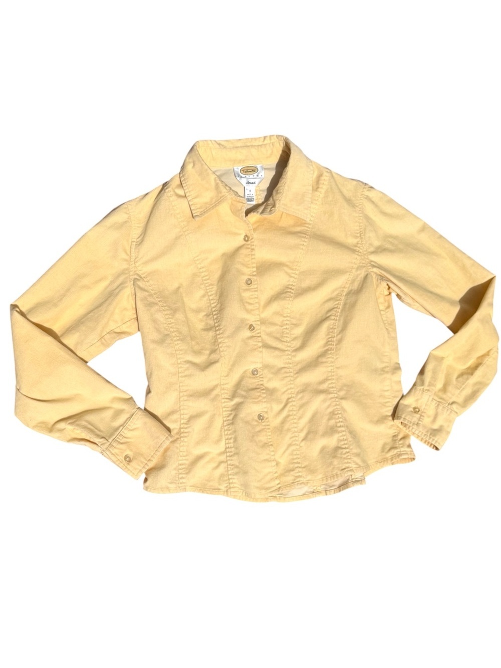 Talbots Petites Yellow Button Front Collared Blouse Preppy Cottagecore Top - Picture 3 of 7